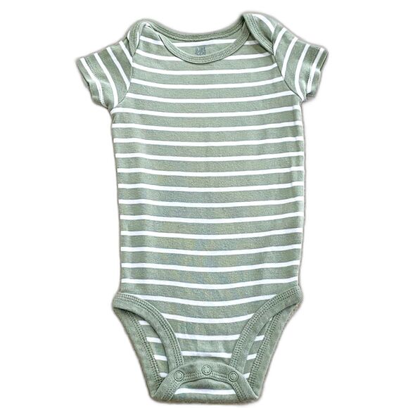 Carter's Other - Carter's Just One You Baby Boy Onesie Size 6M Green White Striped Short Sleeve